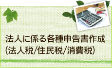 法人に係る各種申告書作成（法人税／住民税／消費税