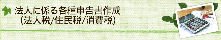 法人に係る各種申告書作成（法人税/住民税/消費税）
